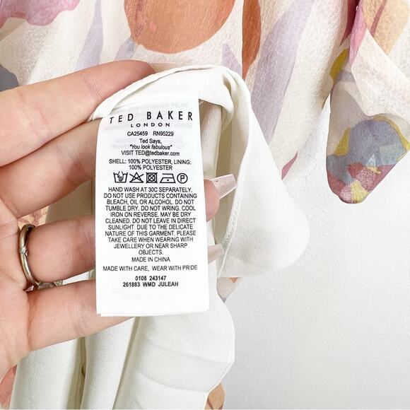 NWT Ted Baker Juleah Ruched Sleeve Floral Mini Dress 5 (XL) - Picture 6 of 7